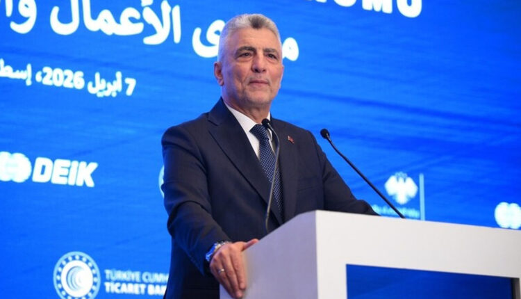 وزير التجارة التركي عمر بولات، خلال مشاركته في منتدى الأعمال والاستثمار التركي السوري في إسطنبول